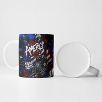 Personalized America New York Statue Of Liberty Ceramic Mug Dark Grunge American Flag Graffiti Street Art
