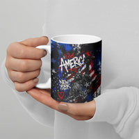 Personalized America New York Statue Of Liberty Ceramic Mug Dark Grunge American Flag Graffiti Street Art