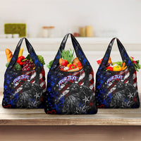 Personalized America New York Statue Of Liberty Grocery Bag Dark Grunge American Flag Graffiti Street Art