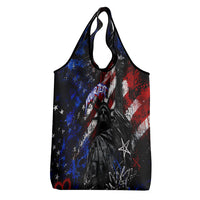 Personalized America New York Statue Of Liberty Grocery Bag Dark Grunge American Flag Graffiti Street Art