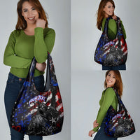 Personalized America New York Statue Of Liberty Grocery Bag Dark Grunge American Flag Graffiti Street Art