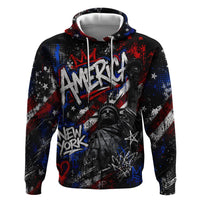 Personalized America New York Statue Of Liberty Hoodie Dark Grunge American Flag Graffiti Street Art