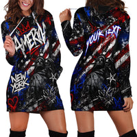 Personalized America New York Statue Of Liberty Hoodie Dress Dark Grunge American Flag Graffiti Street Art