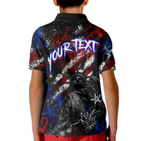 Personalized America New York Statue Of Liberty Kid Polo Shirt Dark Grunge American Flag Graffiti Street Art