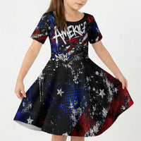 Personalized America New York Statue Of Liberty Kid Short Sleeve Dress Dark Grunge American Flag Graffiti Street Art