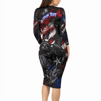 Personalized America New York Statue Of Liberty Long Sleeve Bodycon Dress Dark Grunge American Flag Graffiti Street Art