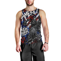 Personalized America New York Statue Of Liberty Men Tank Top Dark Grunge American Flag Graffiti Street Art