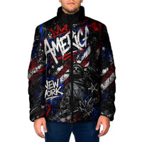 Personalized America New York Statue Of Liberty Padded Jacket Dark Grunge American Flag Graffiti Street Art