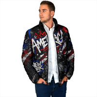 Personalized America New York Statue Of Liberty Padded Jacket Dark Grunge American Flag Graffiti Street Art