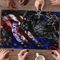 Personalized America New York Statue Of Liberty Puzzle Dark Grunge American Flag Graffiti Street Art