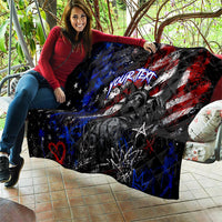 Personalized America New York Statue Of Liberty Quilt Dark Grunge American Flag Graffiti Street Art