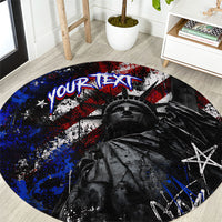 Personalized America New York Statue Of Liberty Round Carpet Dark Grunge American Flag Graffiti Street Art