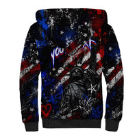 Personalized America New York Statue Of Liberty Sherpa Hoodie Dark Grunge American Flag Graffiti Street Art