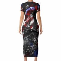 Personalized America New York Statue Of Liberty Short Sleeve Bodycon Dress Dark Grunge American Flag Graffiti Street Art
