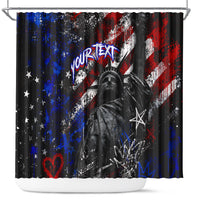 Personalized America New York Statue Of Liberty Shower Curtain Dark Grunge American Flag Graffiti Street Art