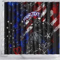Personalized America New York Statue Of Liberty Shower Curtain Dark Grunge American Flag Graffiti Street Art