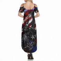 Personalized America New York Statue Of Liberty Summer Maxi Dress Dark Grunge American Flag Graffiti Street Art