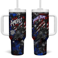 Personalized America New York Statue Of Liberty Tumbler With Handle Dark Grunge American Flag Graffiti Street Art