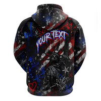 Personalized America New York Statue Of Liberty Zip Hoodie Dark Grunge American Flag Graffiti Street Art