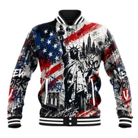 Personalized New York Statue Of Liberty Baseball Jacket Grunge Street Art NYC Skyline American Pride
