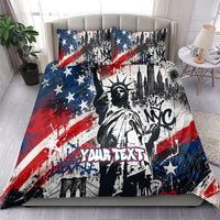 Personalized New York Statue Of Liberty Bedding Set Grunge Street Art NYC Skyline American Pride