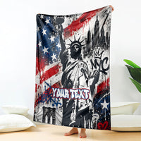 Personalized New York Statue Of Liberty Blanket Grunge Street Art NYC Skyline American Pride