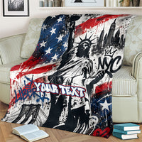 Personalized New York Statue Of Liberty Blanket Grunge Street Art NYC Skyline American Pride