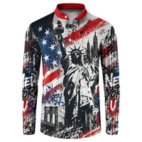 Personalized New York Statue Of Liberty Button Sweatshirt Grunge Street Art NYC Skyline American Pride