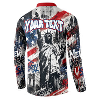 Personalized New York Statue Of Liberty Button Sweatshirt Grunge Street Art NYC Skyline American Pride