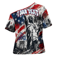 Personalized New York Statue Of Liberty Cross Shoulder Shirt Grunge Street Art NYC Skyline American Pride