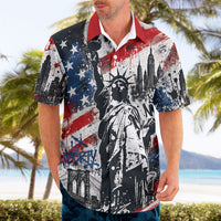 Personalized New York Statue Of Liberty Hawaiian Shirt Grunge Street Art NYC Skyline American Pride
