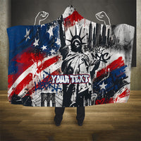 Personalized New York Statue Of Liberty Hooded Blanket Grunge Street Art NYC Skyline American Pride