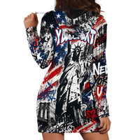 Personalized New York Statue Of Liberty Hoodie Dress Grunge Street Art NYC Skyline American Pride