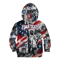 Personalized New York Statue Of Liberty Kid Hoodie Grunge Street Art NYC Skyline American Pride