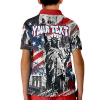 Personalized New York Statue Of Liberty Kid Polo Shirt Grunge Street Art NYC Skyline American Pride