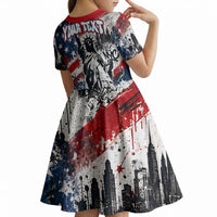 Personalized New York Statue Of Liberty Kid Short Sleeve Dress Grunge Street Art NYC Skyline American Pride