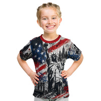 Personalized New York Statue Of Liberty Kid T Shirt Grunge Street Art NYC Skyline American Pride