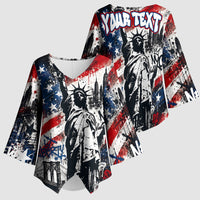 Personalized New York Statue Of Liberty Kimono Sleeve Blouse Grunge Street Art NYC Skyline American Pride