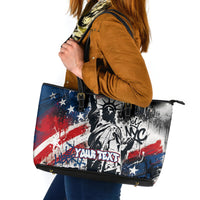 Personalized New York Statue Of Liberty Leather Tote Bag Grunge Street Art NYC Skyline American Pride