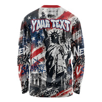 Personalized New York Statue Of Liberty Long Sleeve Shirt Grunge Street Art NYC Skyline American Pride