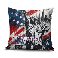 Personalized New York Statue Of Liberty Pillow Cover Grunge Street Art NYC Skyline American Pride