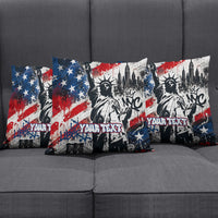 Personalized New York Statue Of Liberty Pillow Cover Grunge Street Art NYC Skyline American Pride