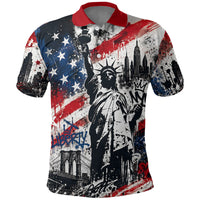 Personalized New York Statue Of Liberty Polo Shirt Grunge Street Art NYC Skyline American Pride