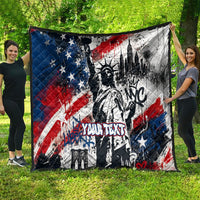 Personalized New York Statue Of Liberty Quilt Grunge Street Art NYC Skyline American Pride