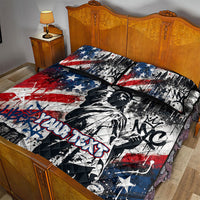 Personalized New York Statue Of Liberty Quilt Bed Set Grunge Street Art NYC Skyline American Pride
