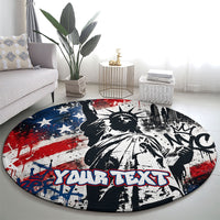 Personalized New York Statue Of Liberty Round Carpet Grunge Street Art NYC Skyline American Pride