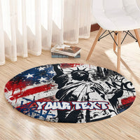 Personalized New York Statue Of Liberty Round Carpet Grunge Street Art NYC Skyline American Pride