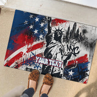 Personalized New York Statue Of Liberty Rubber Doormat Grunge Street Art NYC Skyline American Pride