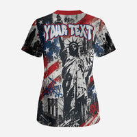 Personalized New York Statue Of Liberty Scrub Top Grunge Street Art NYC Skyline American Pride