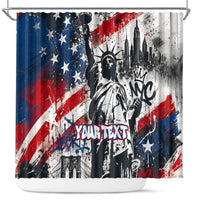Personalized New York Statue Of Liberty Shower Curtain Grunge Street Art NYC Skyline American Pride